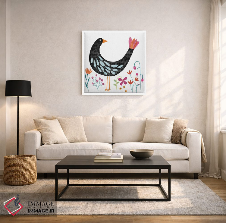 تابلو مینیمال پرنده با دمی زیبا و پرزرق وبرق اثر نیک اسکویرل - D2W