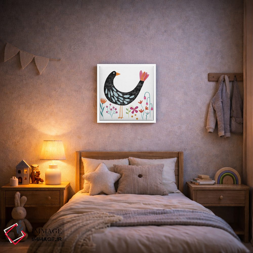 تابلو مینیمال پرنده با دمی زیبا و پرزرق وبرق اثر نیک اسکویرل - D5W