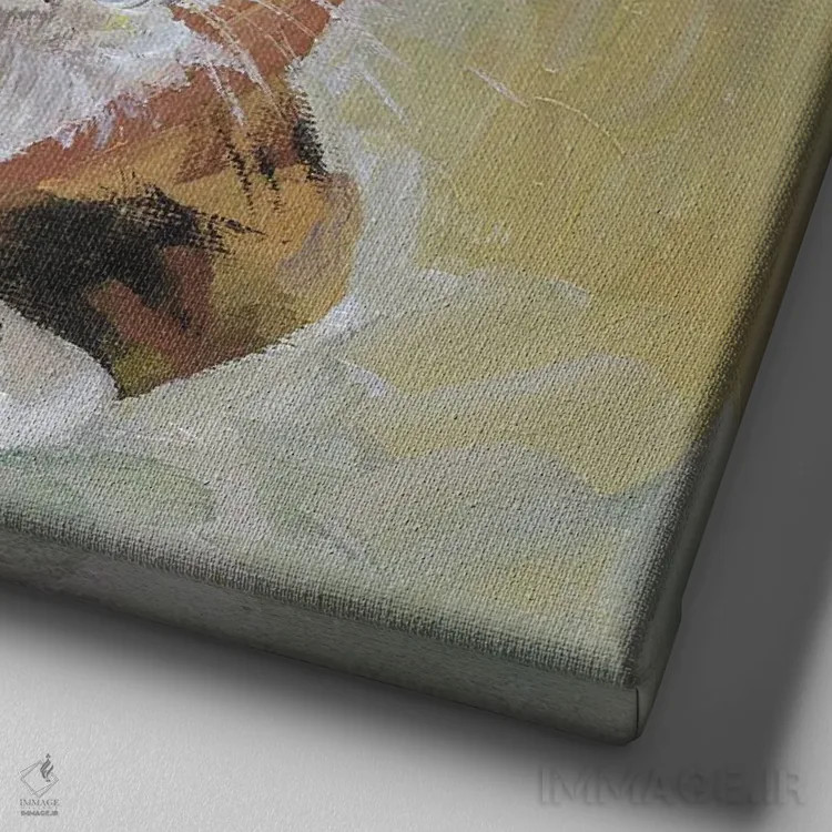 تابلو دکوراتیو گربه کریسمسی اثر ناتالی مک - نمای نزدیک بافت بوم