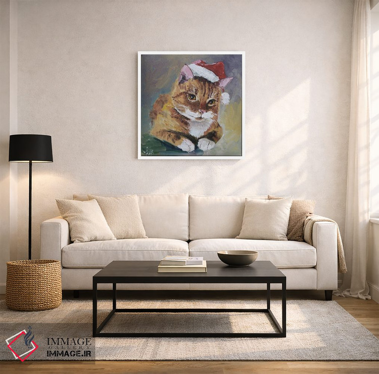 تابلو دکوراتیو گربه کریسمسی اثر ناتالی مک - D2W