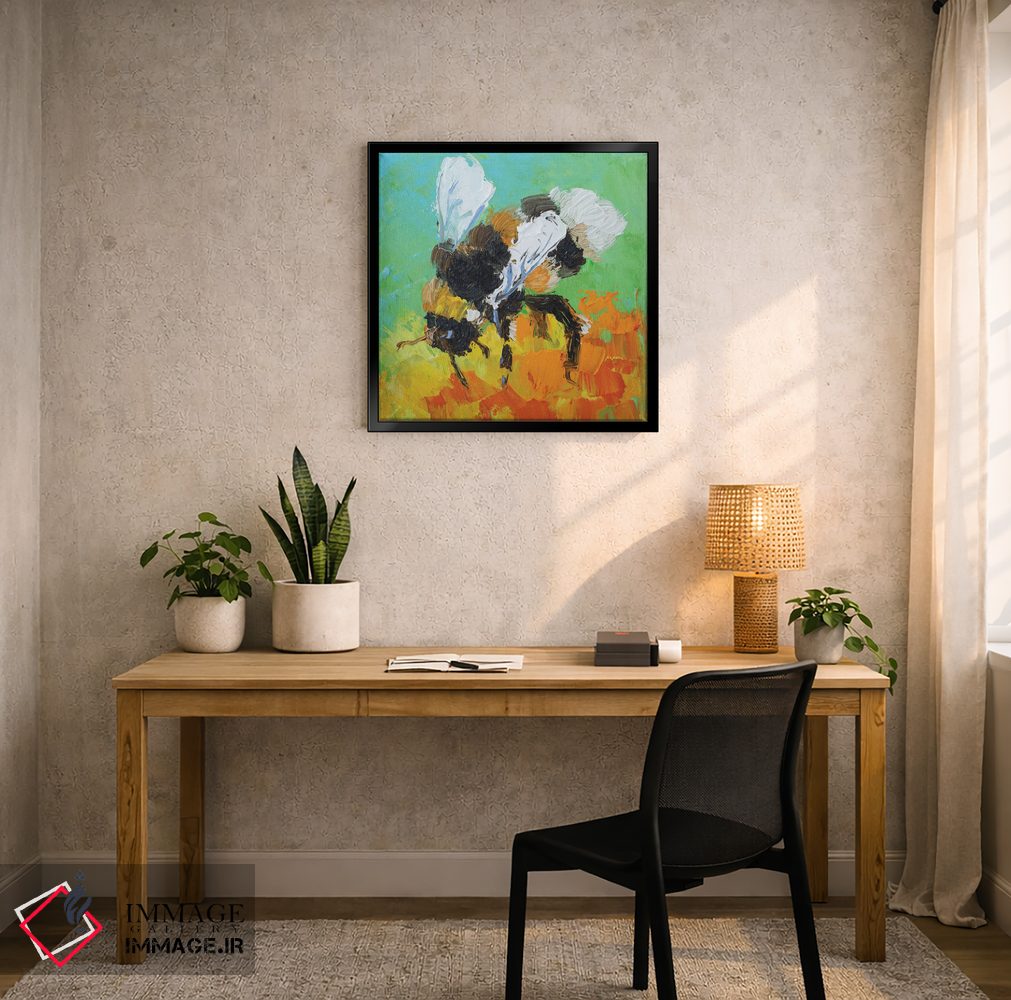 تابلو دکوراتیو زنبورعسل روی گل نارنجی اثر ناتالی مک - D6B