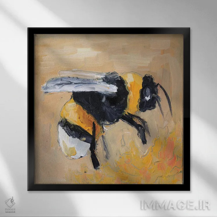 تابلو دکوراتیو زنبور عسل نارنجی اثر ناتالی مک - نمای قابدار مشکی