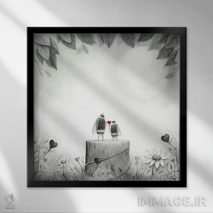 تابلو دکوراتیو هدیه ۱ اثر نیل تامپسون - نمای قابدار مشکی
