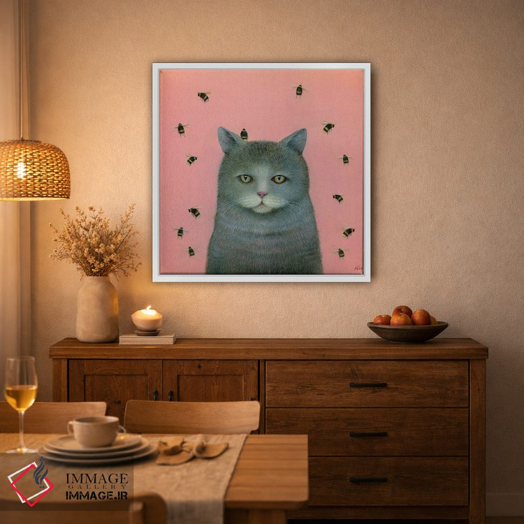 تابلو دکوراتیو گربه با زنبورها اثر نیل تامپسون - D3W