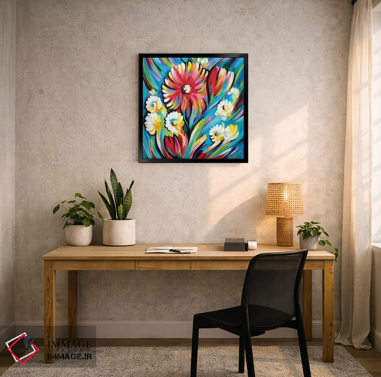 تابلو دکوراتیو دسته گل برای باد آبی اثر نوویک - D5B