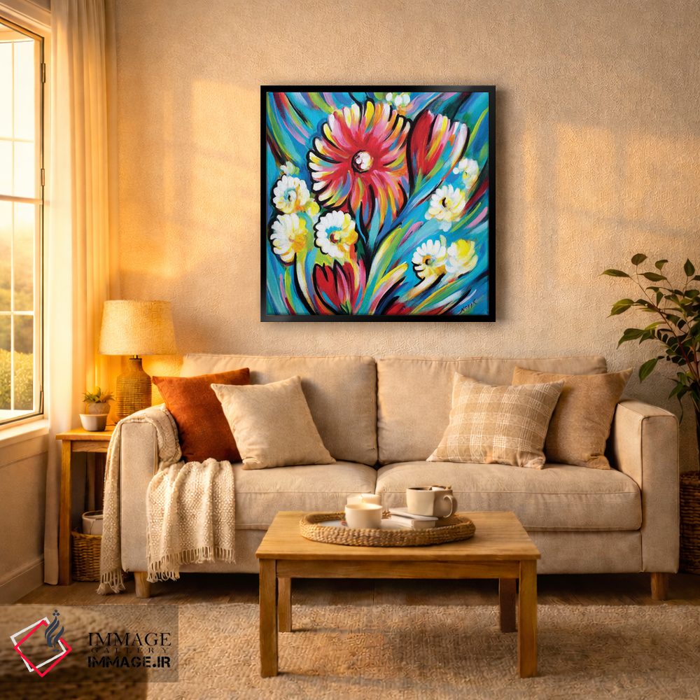 تابلو دکوراتیو دسته گل برای باد آبی اثر نوویک - D6B