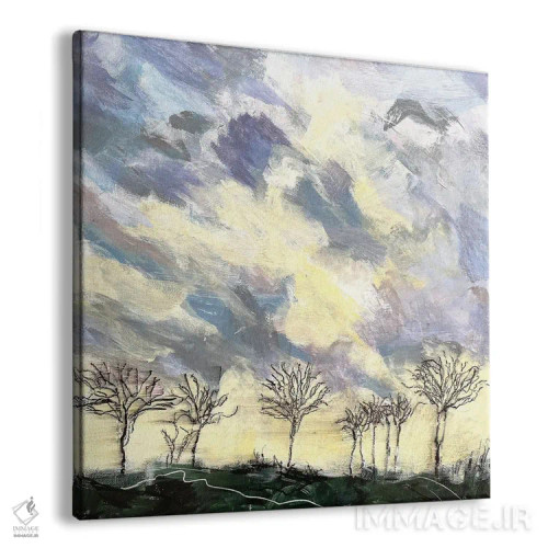 تابلو دکوراتیو غروب و درختان زمستانی اثر نیکی ویلر - نمای پرسپکتیو محصول