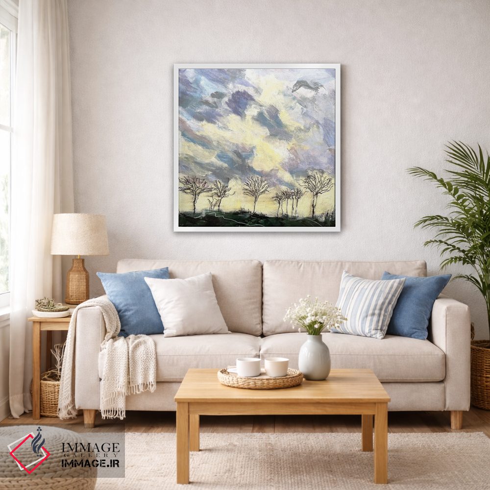 تابلو دکوراتیو غروب و درختان زمستانی اثر نیکی ویلر - D5W