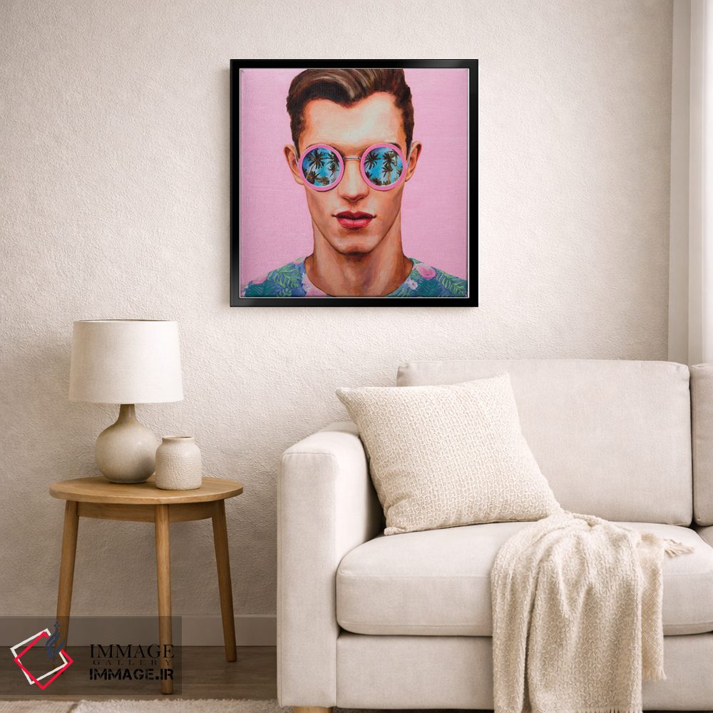 تابلو دکوراتیو عینک آفتابی صورتی اثر الکساندر بالبیشف - D6B