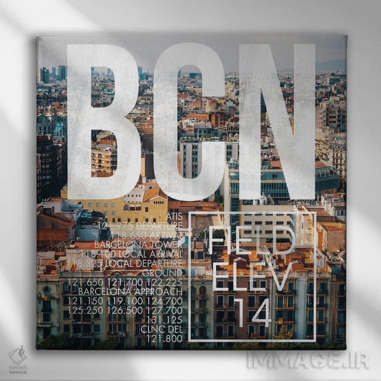 تابلو دکوراتیو پخش زنده BCN اثر ۰۸ لفت - نمای روبهرو روی دیوار