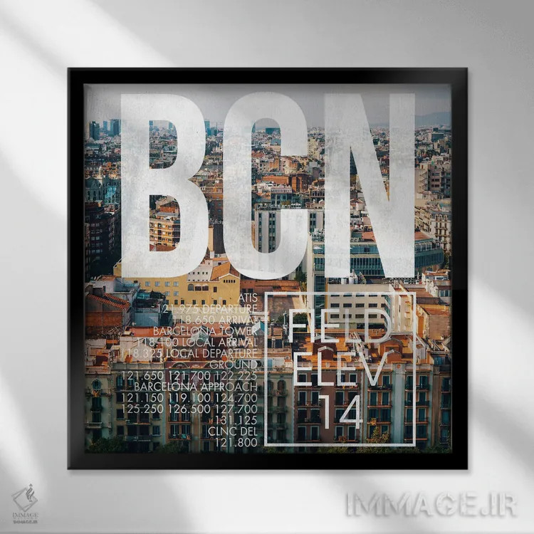 تابلو دکوراتیو پخش زنده BCN اثر ۰۸ لفت - نمای قابدار مشکی