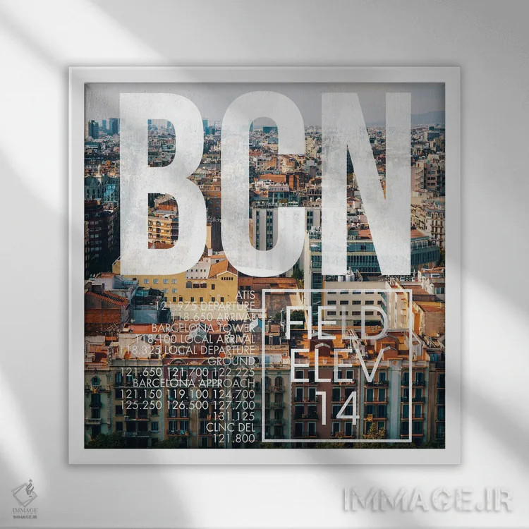 تابلو دکوراتیو پخش زنده BCN اثر ۰۸ لفت - نمای قابدار سفید