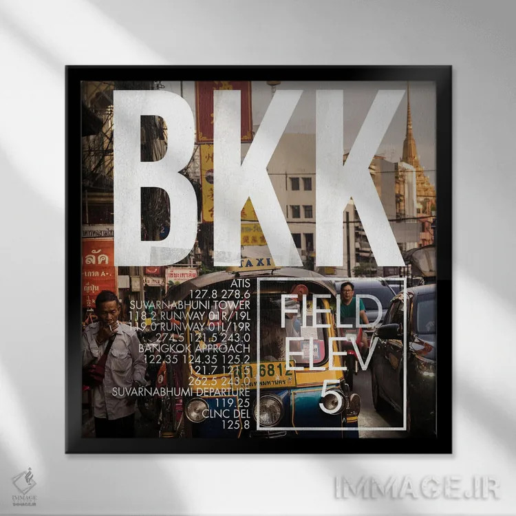 تابلو دکوراتیو پخش زنده BKK اثر ۰۸ لفت - نمای قابدار مشکی