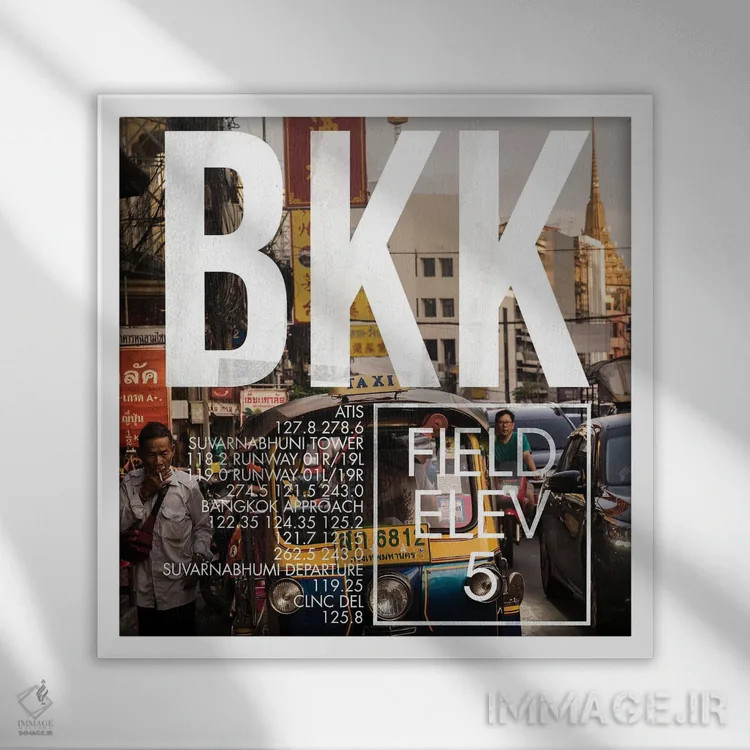 تابلو دکوراتیو پخش زنده BKK اثر ۰۸ لفت - نمای قابدار سفید