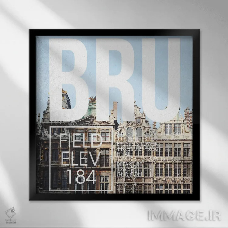 تابلو دکوراتیو پخش زنده BRU اثر ۰۸ لفت - نمای قابدار مشکی