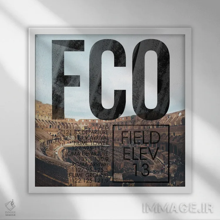 تابلو دکوراتیو پخش زنده FCO اثر ۰۸ لفت - نمای قابدار سفید