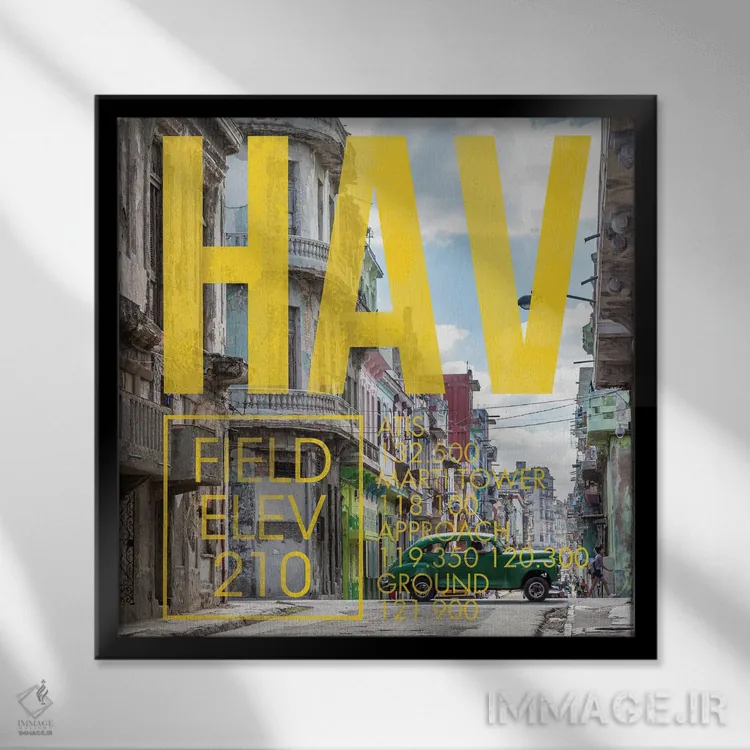 تابلو دکوراتیو پخش زنده HAV اثر ۰۸ لفت - نمای قابدار مشکی