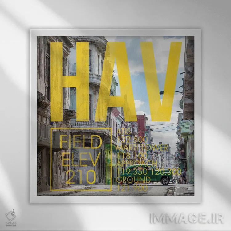 تابلو دکوراتیو پخش زنده HAV اثر ۰۸ لفت - نمای قابدار سفید