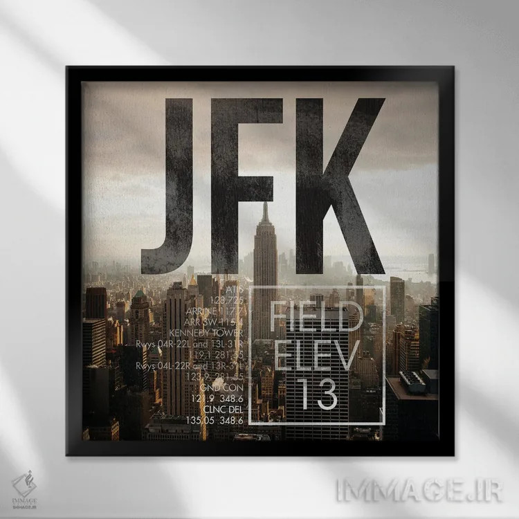 تابلو دکوراتیو پخش زنده JFK اثر ۰۸ لفت - نمای قابدار مشکی
