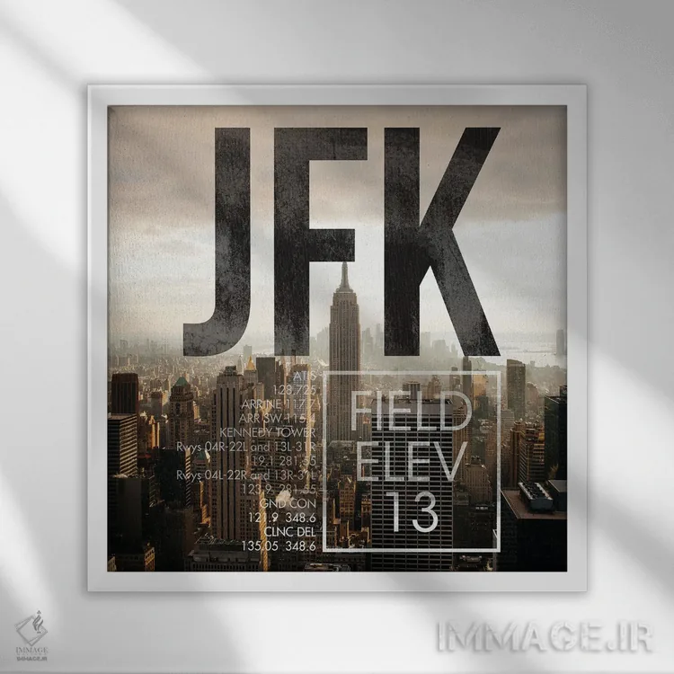 تابلو دکوراتیو پخش زنده JFK اثر ۰۸ لفت - نمای قابدار سفید