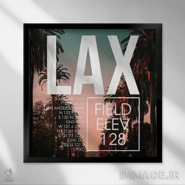 تابلو دکوراتیو پخش زنده LAX اثر ۰۸ لفت - نمای قابدار مشکی