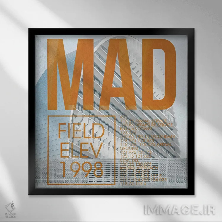 تابلو دکوراتیو پخش زنده MAD اثر ۰۸ لفت - نمای قابدار مشکی
