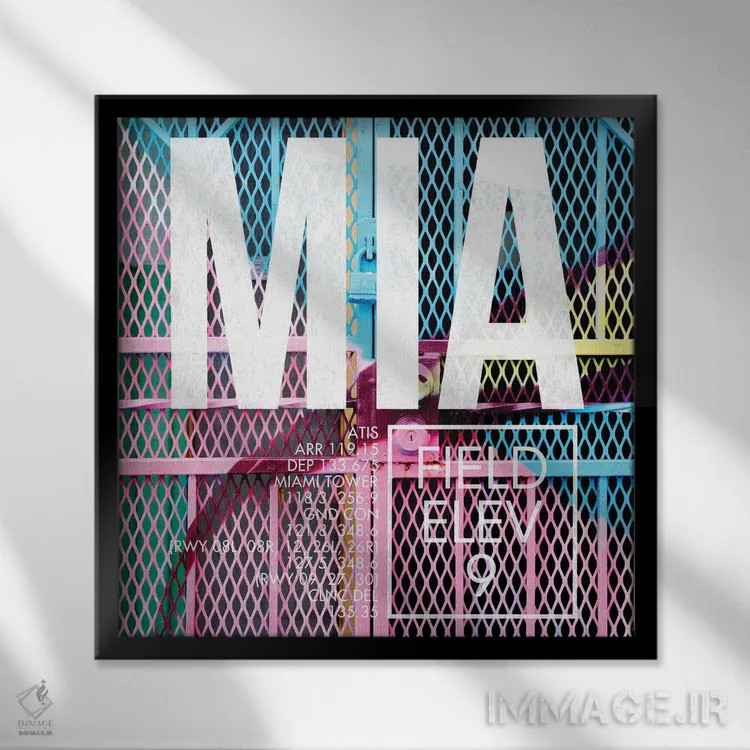 تابلو دکوراتیو پخش زنده MIA اثر ۰۸ لفت - نمای قابدار مشکی