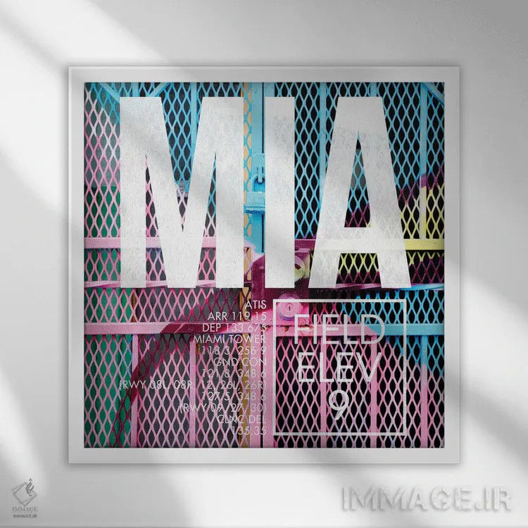 تابلو دکوراتیو پخش زنده MIA اثر ۰۸ لفت - نمای قابدار سفید