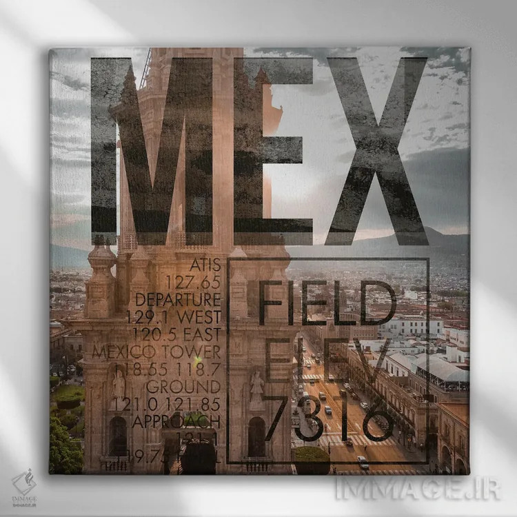 تابلو دکوراتیو پخش زنده MEX اثر ۰۸ لفت - نمای روبهرو روی دیوار