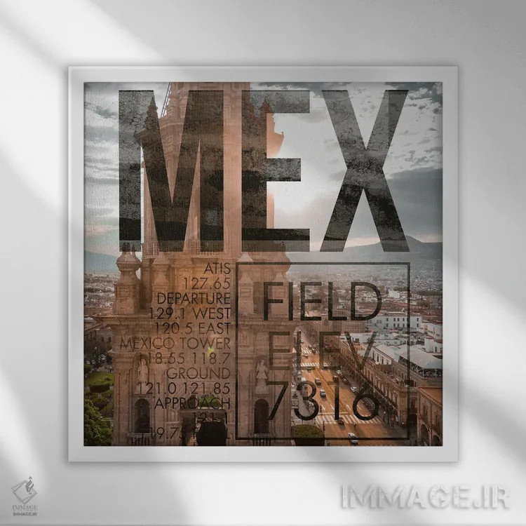 تابلو دکوراتیو پخش زنده MEX اثر ۰۸ لفت - نمای قابدار سفید