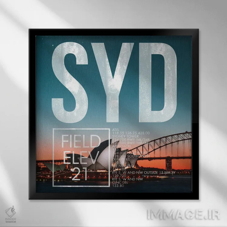 تابلو دکوراتیو پخش زنده SYD اثر ۰۸ لفت - نمای قابدار مشکی