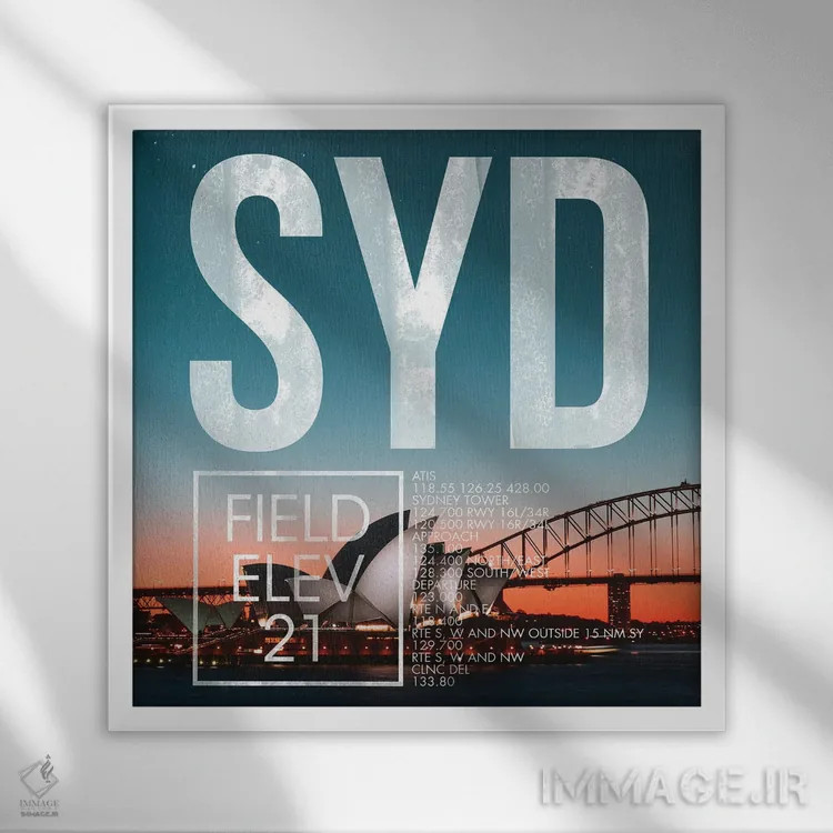 تابلو دکوراتیو پخش زنده SYD اثر ۰۸ لفت - نمای قابدار سفید