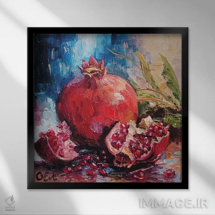 تابلو دکوراتیو در آغوش کشیدن زیبایی انارهای سیسیلی اثر اوکسانا افتیه وا - نمای قابدار مشکی