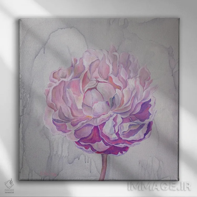 تابلو دکوراتیو صدبرگ روی خاکستری اثر الگا ولنا - نمای روبهرو روی دیوار