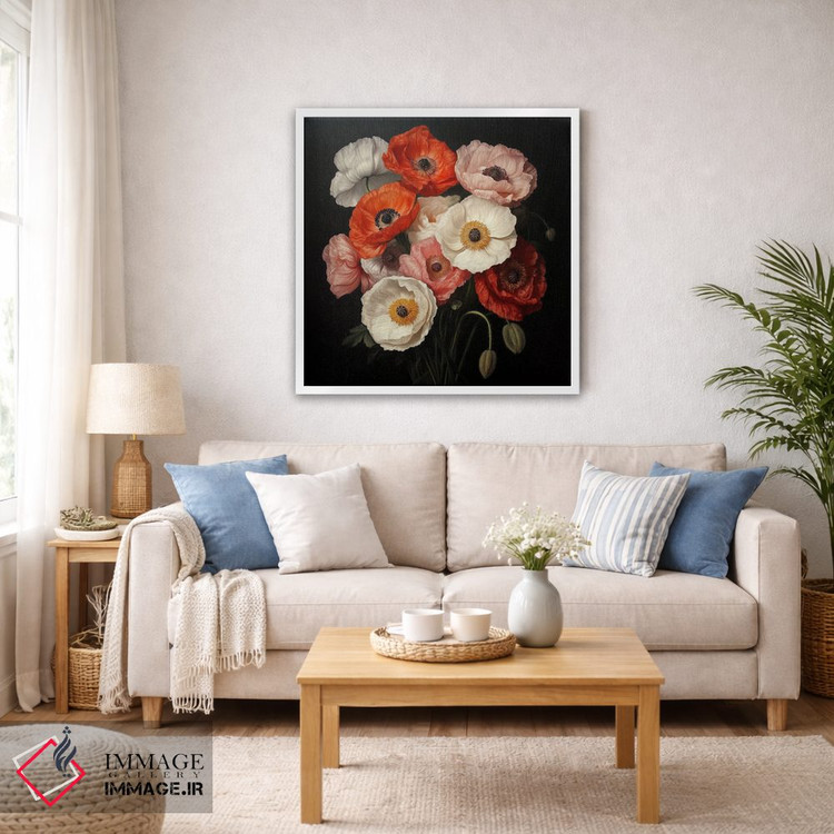 تابلو دکوراتیو دسته گل شقایق اثر الگا ولنا - D5W