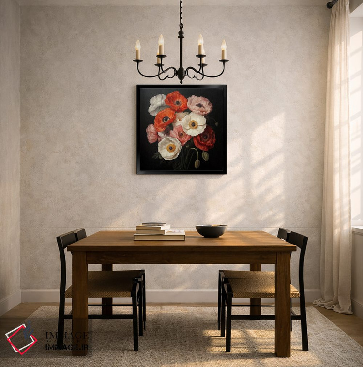 تابلو دکوراتیو دسته گل شقایق اثر الگا ولنا - D6B