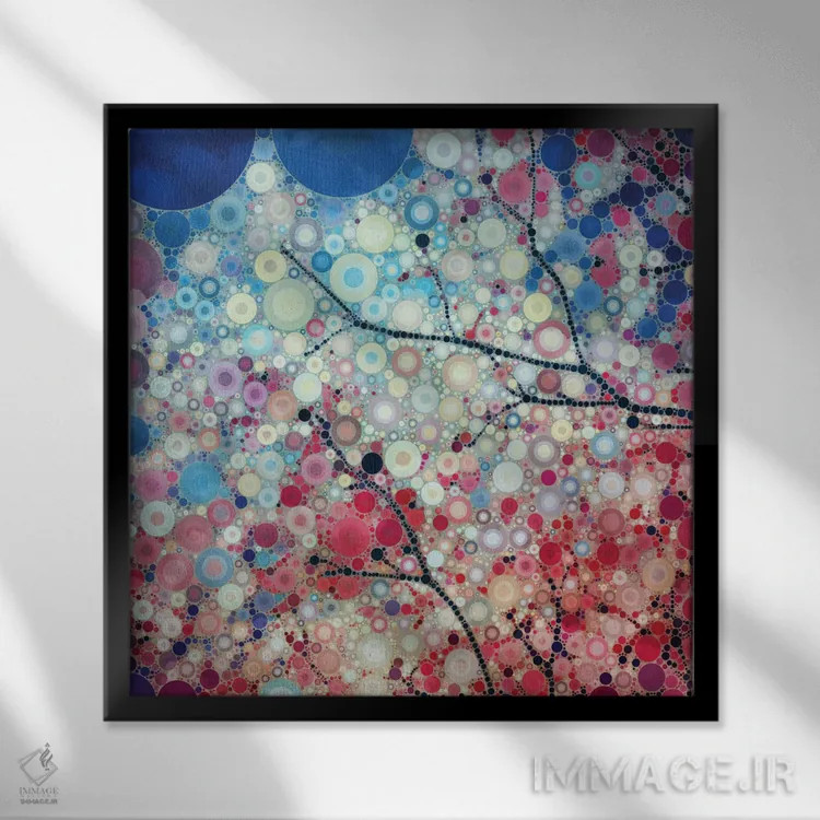 تابلو انتزاعی انرژی مثبت آبی اثر اولیویا جوی سنت کلر - نمای قابدار مشکی