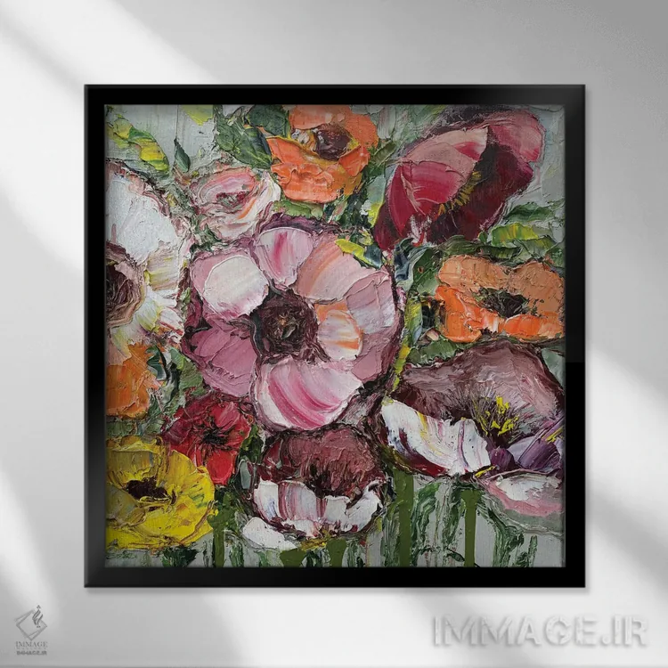 تابلو مدرن شقایق های زیبا اثر اوکسانا پترووا - نمای قابدار مشکی