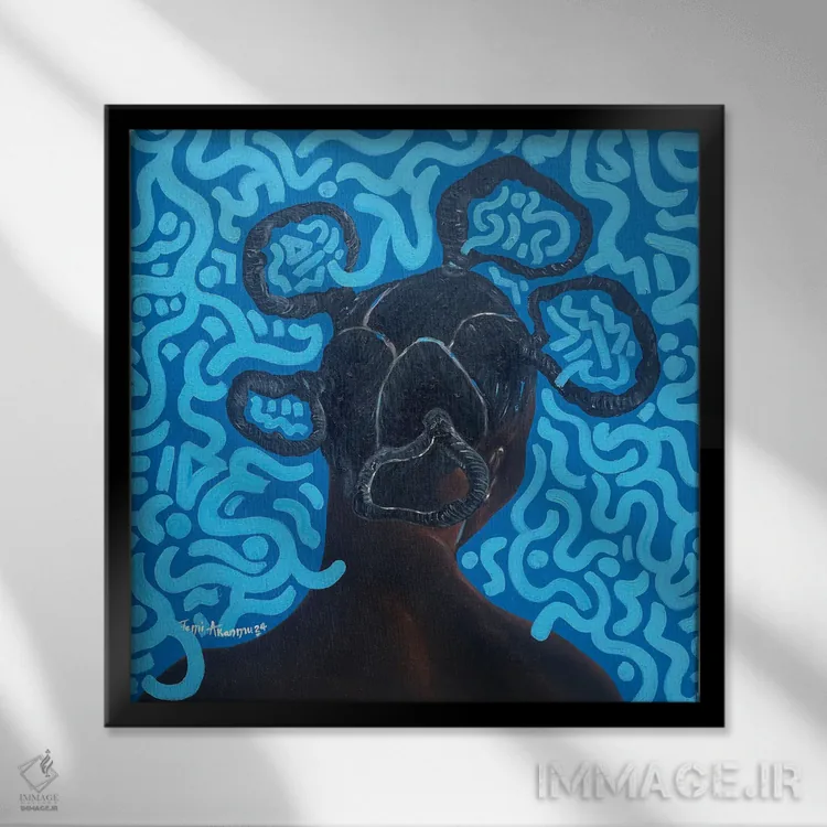 تابلو دکوراتیو هویت ۲ اثر اولووافمی آکانمو - نمای قابدار مشکی
