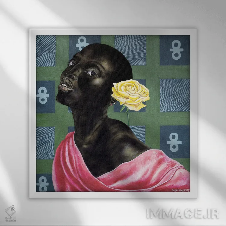 تابلو دکوراتیو آن چه داری نگه دار اثر اولووافمی آکانمو - نمای قابدار سفید