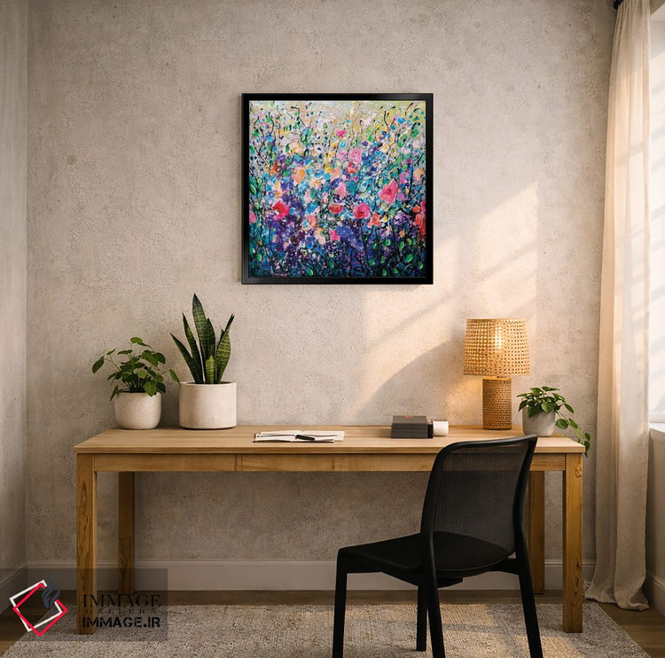 تابلو انتزاعی نقاشی گل های رنگارنگ اثر اولنا آرت - D4B
