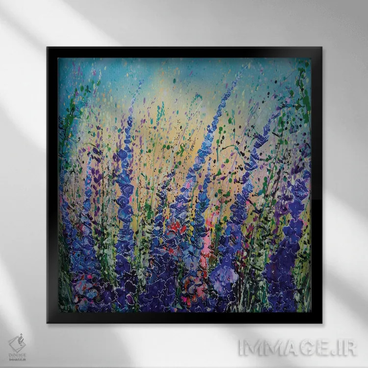 تابلو انتزاعی آسمان آبی تابستانی پر از عشق اثر اولنا آرت - نمای قابدار مشکی
