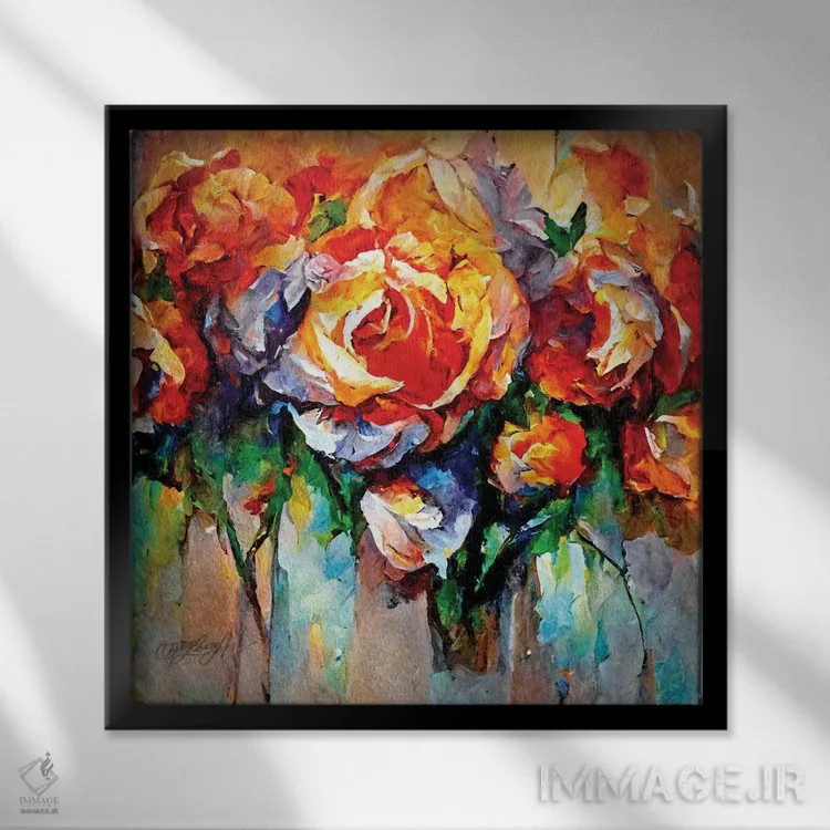 تابلو دکوراتیو یک رز انگلیسی در دنیای خیالی III اثر اولنا آرت - نمای قابدار مشکی