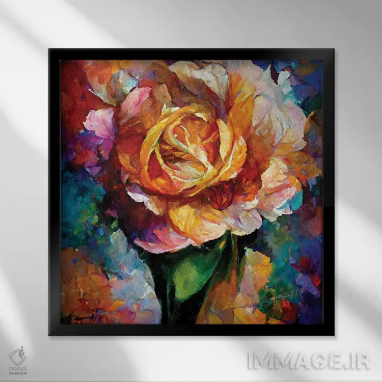 تابلو دکوراتیو یک رز انگلیسی در دنیای خیالی II اثر اولنا آرت - نمای قابدار مشکی