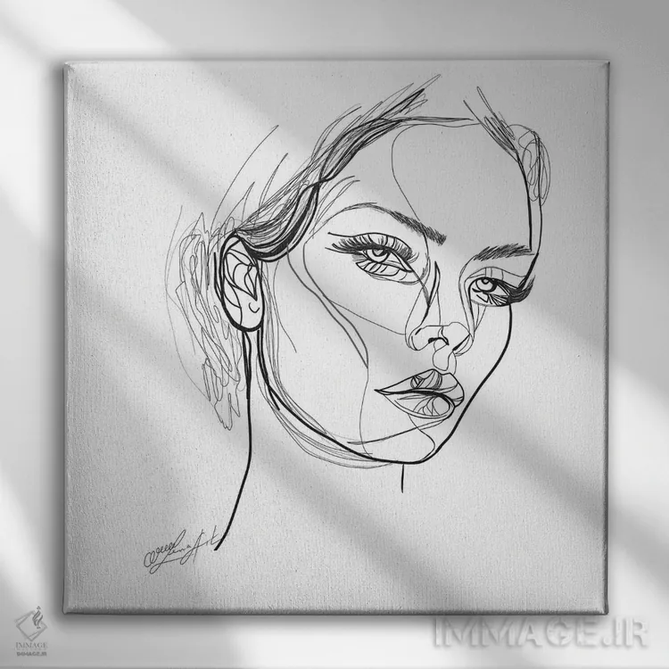 تابلو مینیمال عشق پاسخ صلح جهانی ست، طراحی با یک خط اثر اولنا آرت - نمای روبهرو روی دیوار