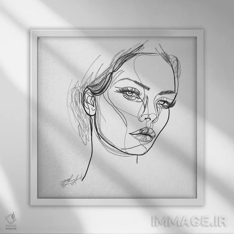 تابلو مینیمال عشق پاسخ صلح جهانی ست، طراحی با یک خط اثر اولنا آرت - نمای قابدار سفید
