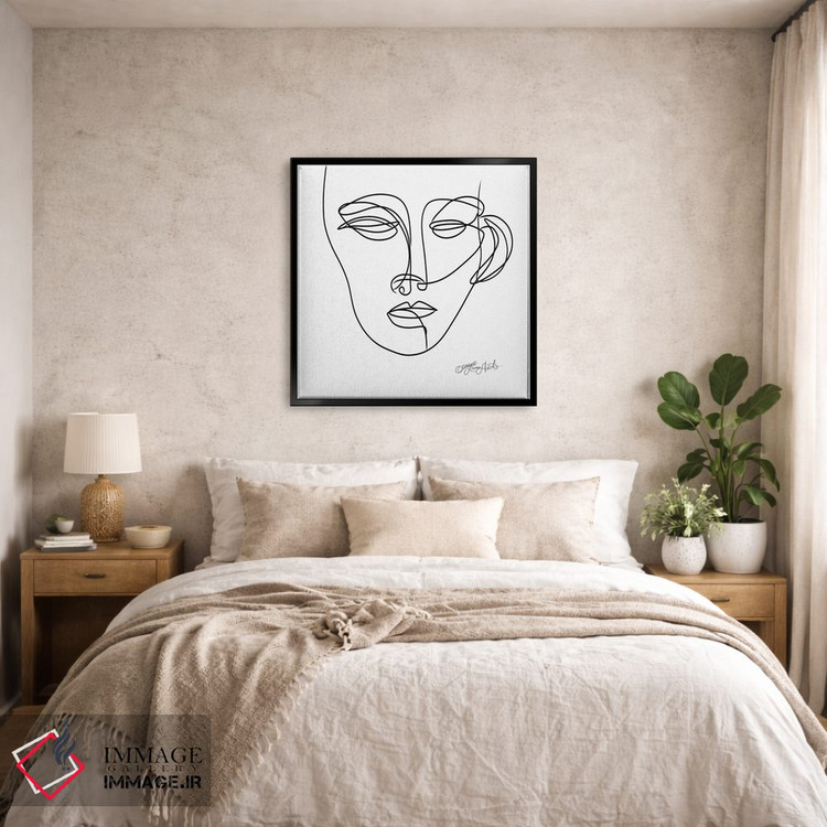تابلو مینیمال چهره ی زن به صورت پرتره ی خطی، طراحی با یک خط اثر اولنا آرت - D6B