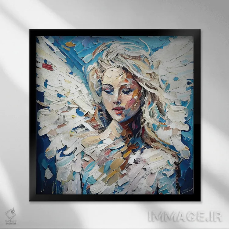 تابلو دکوراتیو فرشته هارمونی، نگهبان صلح اثر اولنا آرت - نمای قابدار مشکی