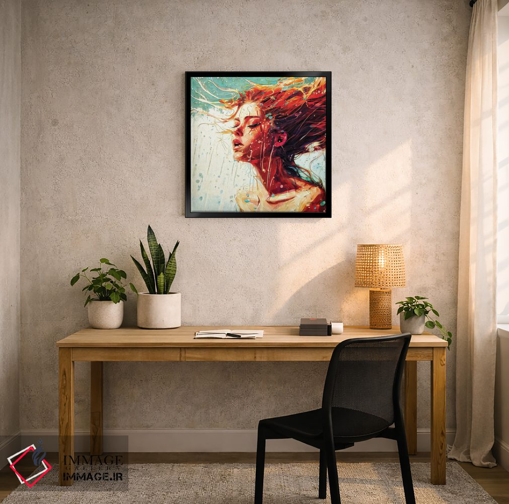تابلو دکوراتیو نقاشی اکسپرسیونیستی از زنی در حال شنا در استخر اثر اولنا آرت - D6B