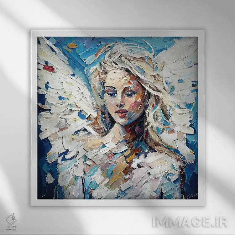 تابلو دکوراتیو فرشته هارمونی، نگهبان صلح اثر اولنا آرت - نمای قابدار سفید